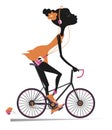 African woman with a music player riding a bike