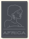 African woman portrait line drawing black poster Royalty Free Stock Photo