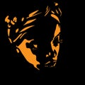 African woman portrait silhouette in backlight. Illustration