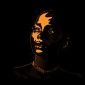 African woman portrait silhouette in backlight. Vector. Illustration. Royalty Free Stock Photo