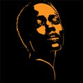 African woman portrait silhouette in contrast backlight. Vector. Illustration. Royalty Free Stock Photo