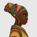 African Woman In Profile In Traditional Head Wrap