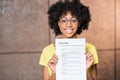 African woman with resume Royalty Free Stock Photo