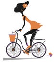 African woman rides a bike isolated illustration Royalty Free Stock Photo