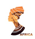 African woman s head silhouette with sunset view Royalty Free Stock Photo