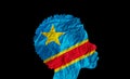 African woman silhouette with Democratic Republic of the Congo national flag