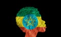 African woman silhouette with Ethiopia national flag