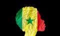 African woman silhouette with Senegal national flag