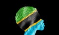 African woman silhouette with Tanzania national flag