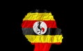 African woman silhouette with Uganda national flag