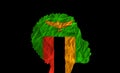 African woman silhouette with Zambia national flag