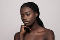 African Woman skin face , beautiful healthy skin care female portrait, clean face without makeup, natural makeup young beauty Royalty Free Stock Photo