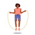 African Woman in Sportswear Exercising with Jump Rope. Adult Female Character Sports Recreation, Active Sparetime