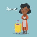 African woman suffering from fear of flying. Royalty Free Stock Photo