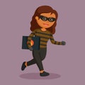 African woman thief running with laptop Royalty Free Stock Photo