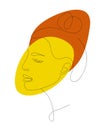 African woman with a wise face. Face line art. Vector illustration of modern female profile portrait.