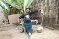 African woman is working the cotton