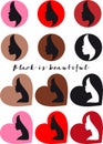 African Women, black girls, profile silhouettes, vector set Royalty Free Stock Photo