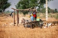 African women and children to a well