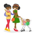 African women doing shopping at the grocery shop.