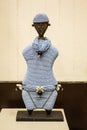 African wooden dolls. Blue beads clothes. Royalty Free Stock Photo