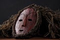 African wooden mask, with hair.