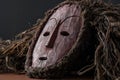 African wooden mask, with hair.