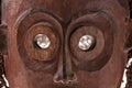 African wooden mask with hair, isolated