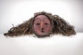 African wooden mask, with hair.