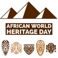 African world heritage day illustration of tomb and masks