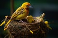 African yellow Weaver Bird on a nest