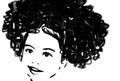 African young black child. Illustration afro girl