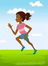 African young girl sprinting