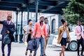 African young people are hurring to the shop as there is a global sales Royalty Free Stock Photo