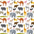 African or zoo animals seamless pattern. Cute cartoon characters