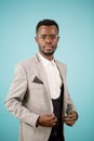 Africanamerican black man wearing glasses in stylish clothers