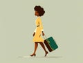 An AfricanAmerican woman with determination and strength steps ahead with her luggage trailing her her n life on the Royalty Free Stock Photo