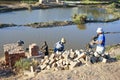 Africans working hard in brickyard