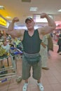 Afrikaner bodybuilder with big muscles in airport of Durban, South Africa Royalty Free Stock Photo