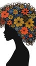 Afro African American woman with flowers in hair. Abstract woman portrait. American black skin girl with flower. Fashion Royalty Free Stock Photo