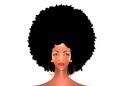 Portrait African American Woman, dark skin female face with beautiful traditional black Afro hair style, vector isolated Royalty Free Stock Photo