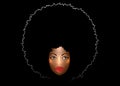 Portrait African American Woman, dark skin female face with beautiful traditional black Afro curly hair style Royalty Free Stock Photo