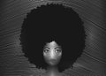 Portrait African American Woman, dark skin female face with beautiful traditional black Afro curly hair style, vector on striped Royalty Free Stock Photo