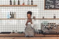 Afro American barista Royalty Free Stock Photo