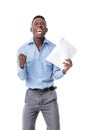 Afro American businessman screaming with happiness