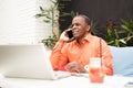 Afro american businessman talking on mobile phone Royalty Free Stock Photo