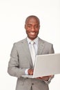 Afro-American businessman using a laptop Royalty Free Stock Photo