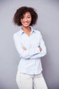 Afro american businesswoman standing with arms folded Royalty Free Stock Photo