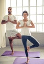 Afro American couple doing yoga Royalty Free Stock Photo