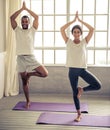 Afro American couple doing yoga Royalty Free Stock Photo